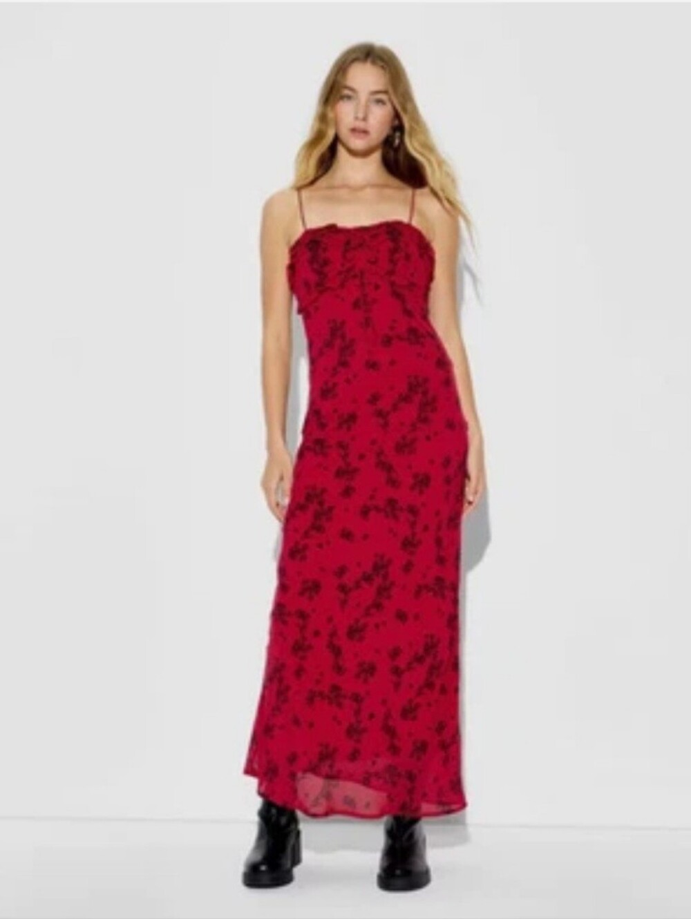 NWT Women's Size XXS Maxi Empire Waist Dress - Wild Fable-Red
